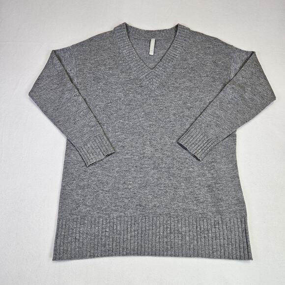 Athleta Cashmere Wool Sweater Womens M V-Neck Tunic Gray 500937 Quiet Luxury NEW - Picture 5 of 15
